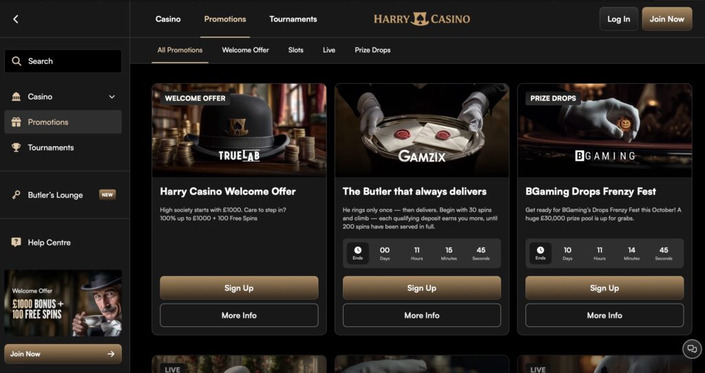 harry casino bonuses and promotions page
